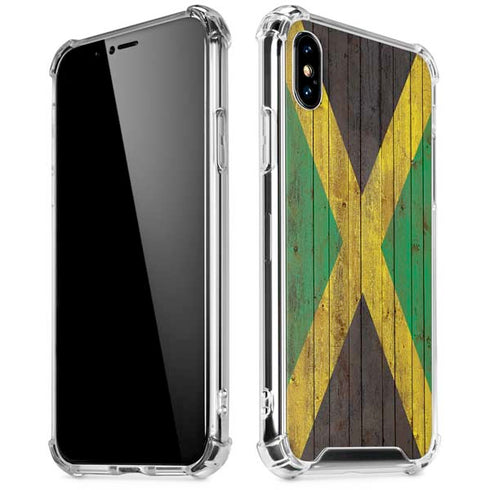 Jamaican Flag Dark Wood iPhone XS Max Clear Case